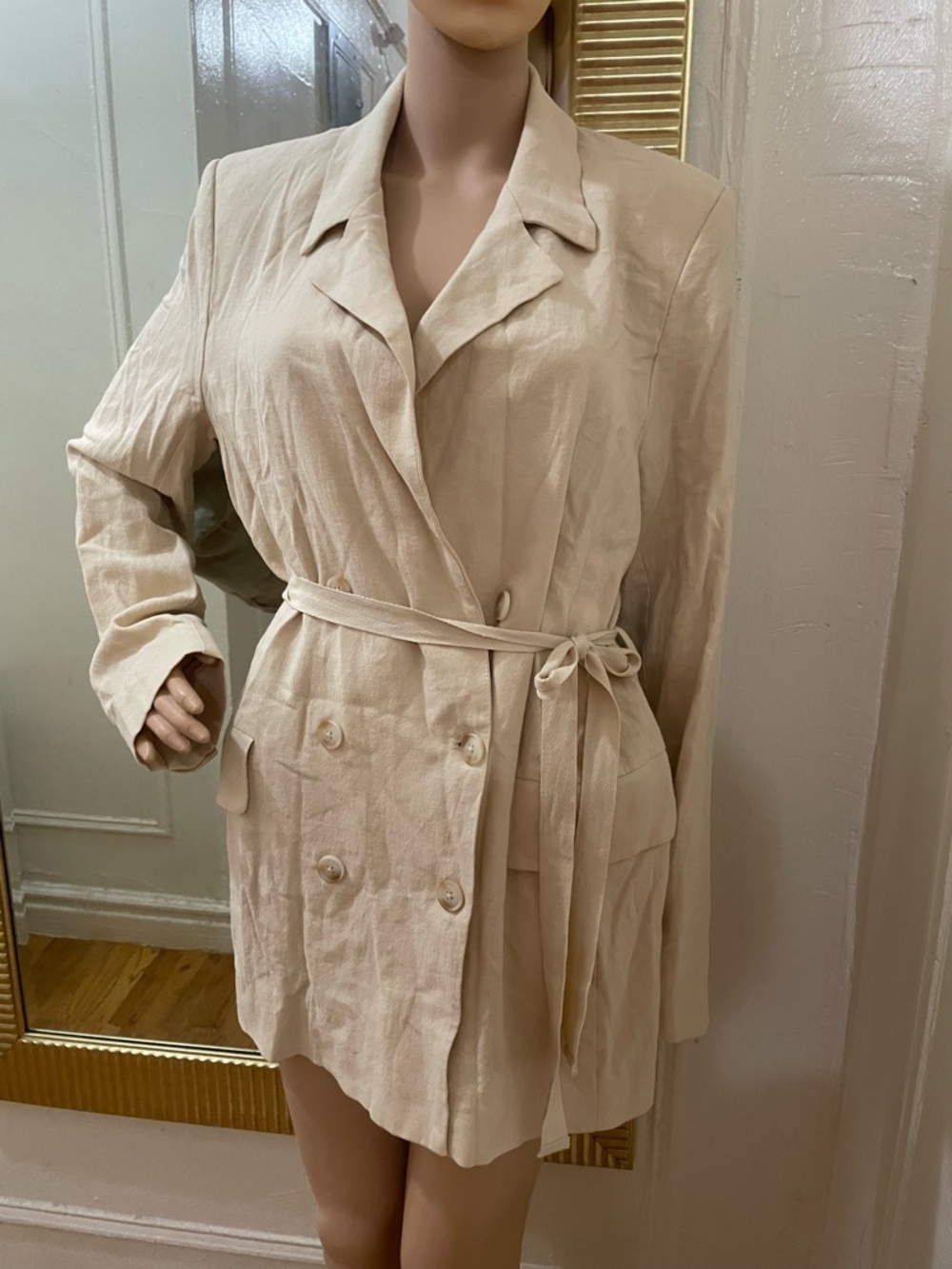 Free People Beige Double-Breasted Blazer Jacket - Picture 16 of 16